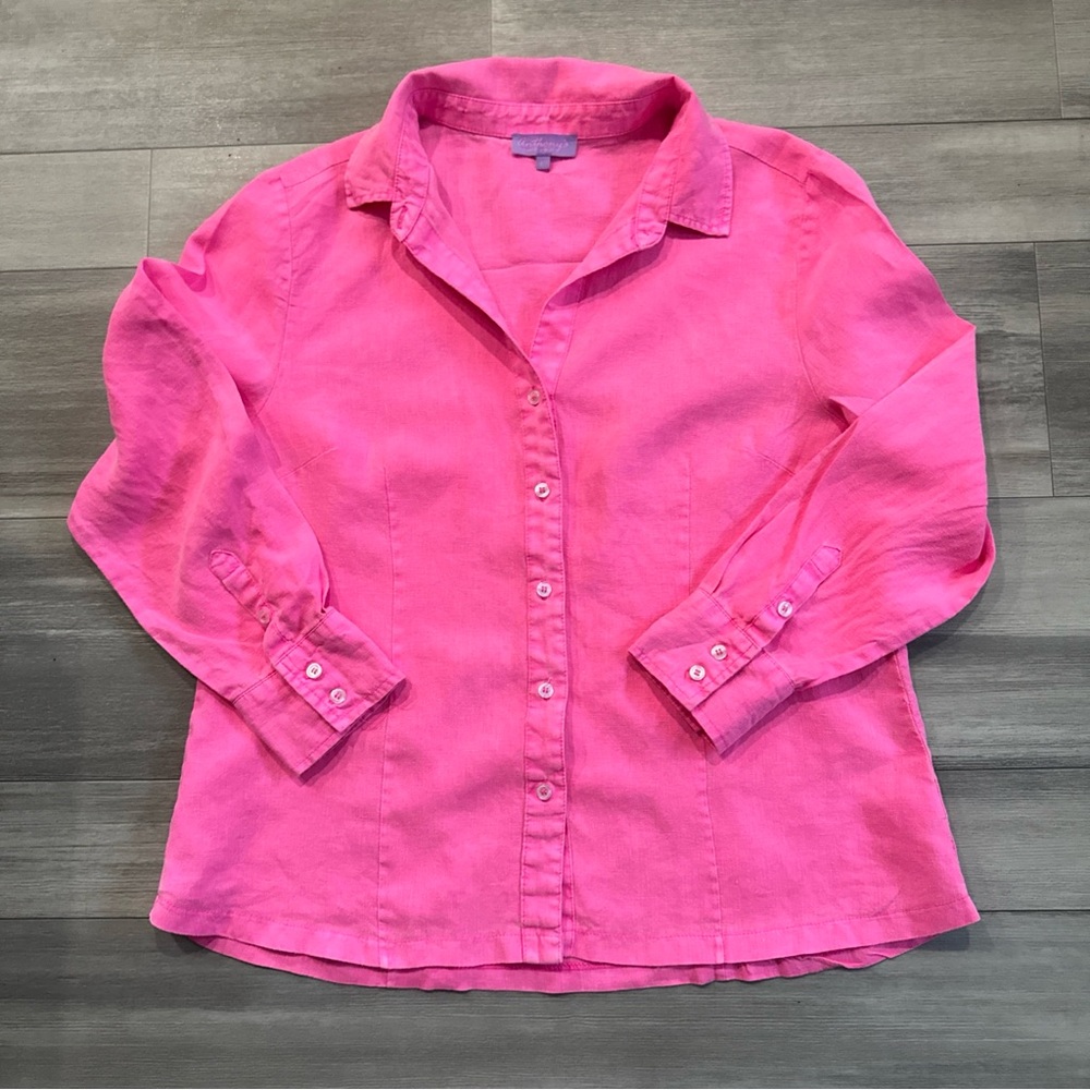 Anthony’s Resort Wear Vibrant Pink Women's Button-Up Blouse